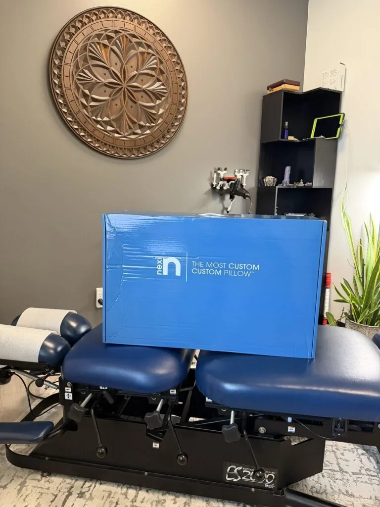 A Nexi custom pillow box on the adjusting table at Hidden Health